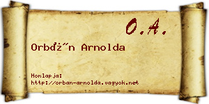 Orbán Arnolda névjegykártya